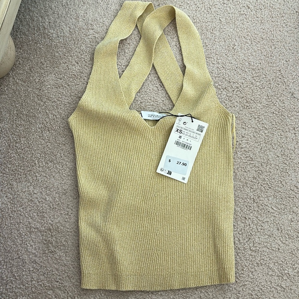 Zara NWT sparkly criss cross tank